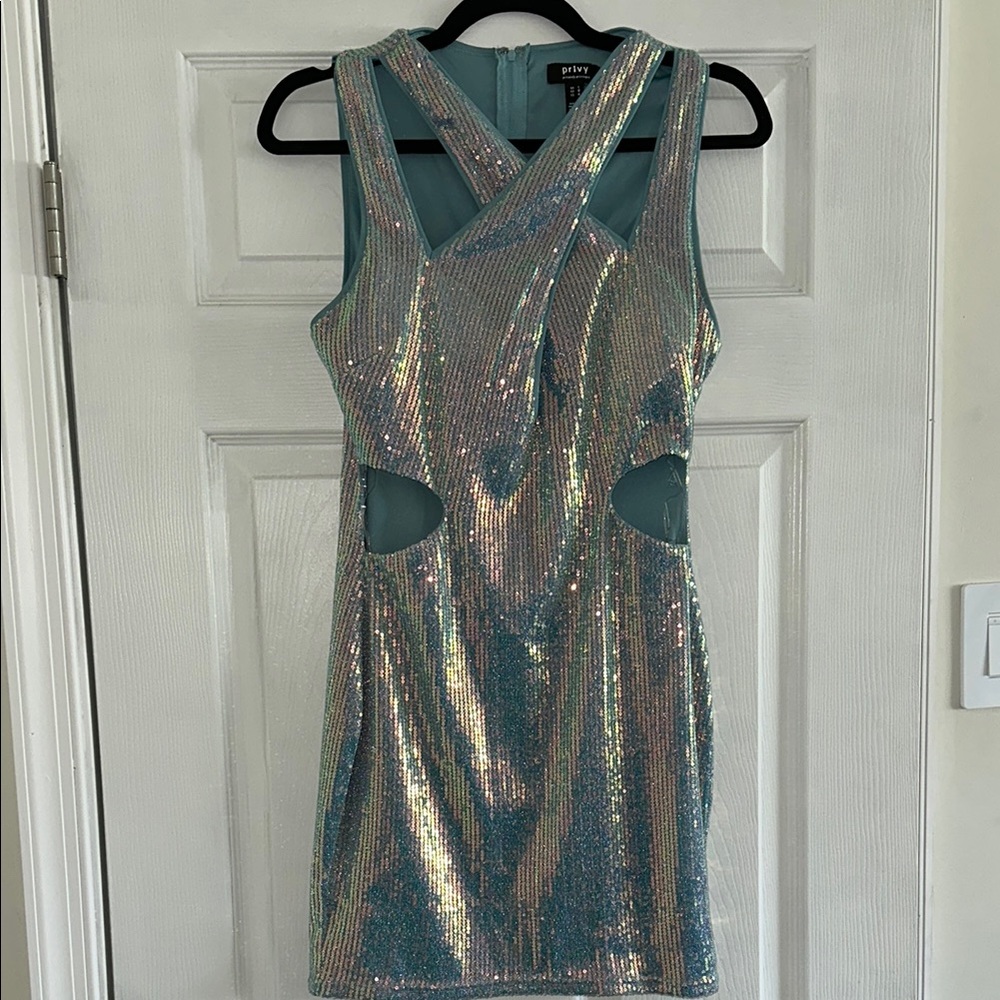Sequin Cutout Mini Dress